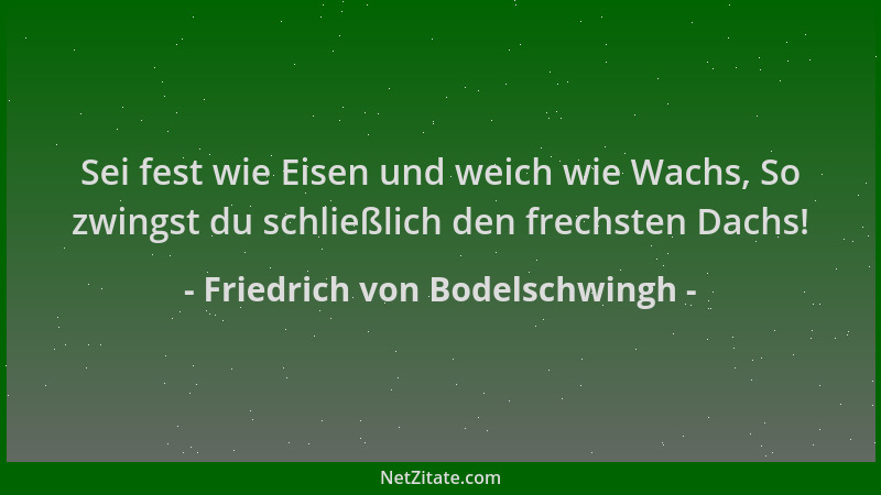 Friedrich von Bodelschwingh - Sei fest wie Eisen und weich wie Wachs, So zwingst du schließlich den frechsten Dachs!...
