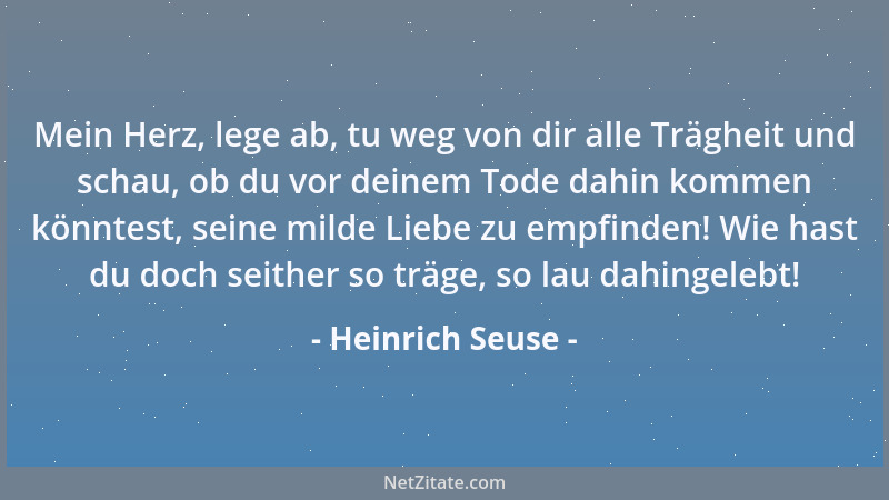 Heinrich Seuse - Mein Herz, lege ab, tu weg von dir alle Trägheit und schau, ob du vor deinem Tode dahin kommen könntest, s...