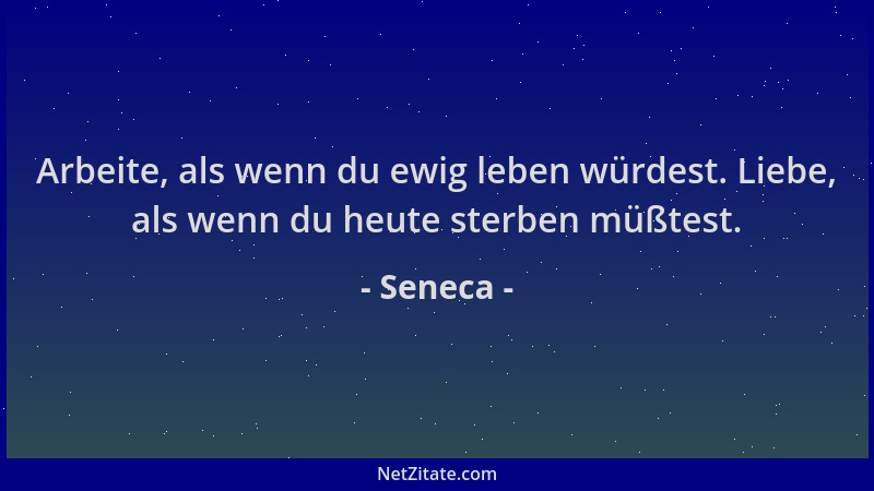 Seneca - Arbeite, als wenn du ewig leben würdest. Liebe, als wenn du heute sterben müßtest....