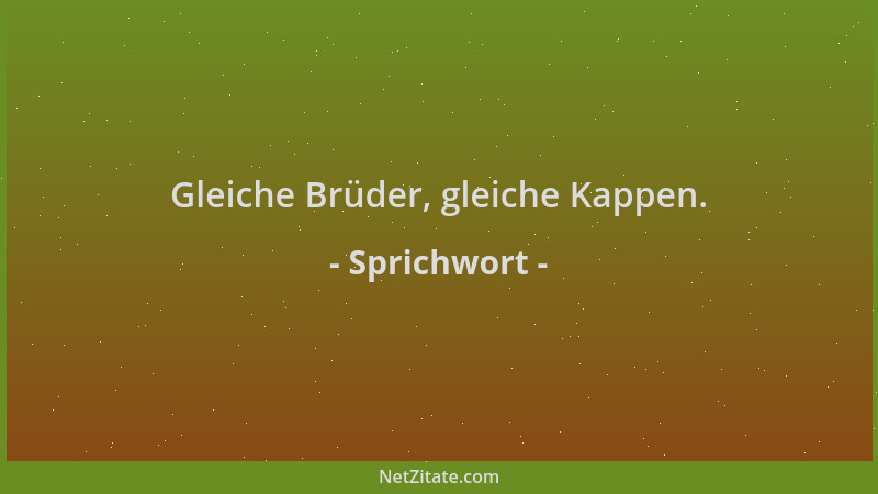 Sprichwort - Gleiche Brüder, gleiche Kappen....