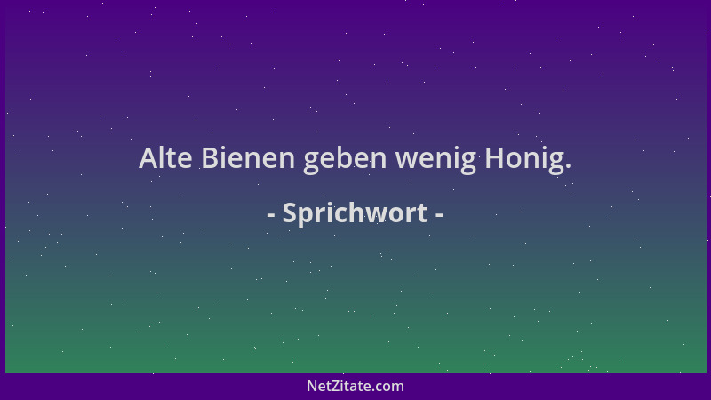 Sprichwort - Alte Bienen geben wenig Honig....
