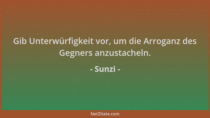 Sunzi - Gib Unterwürfigkeit vor, um die Arroganz des Gegners anzustacheln....