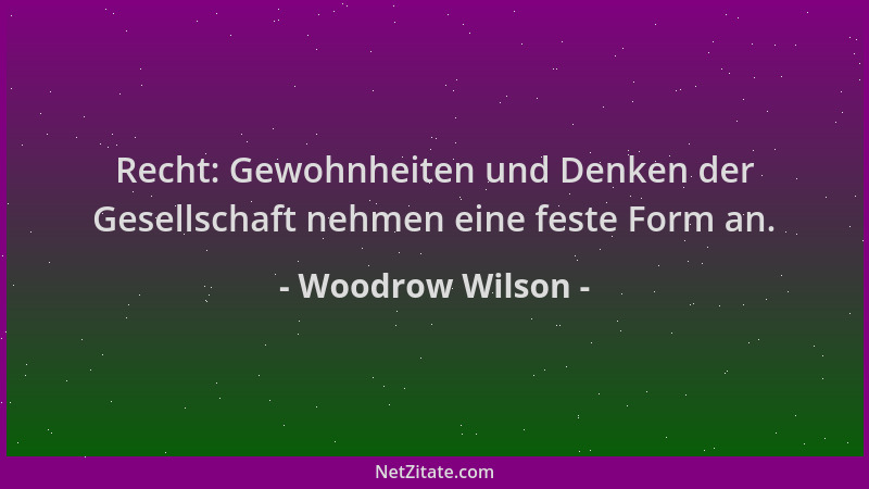 Woodrow Wilson - Recht: Gewohnheiten und Denken der Gesellschaft nehmen eine feste Form an....