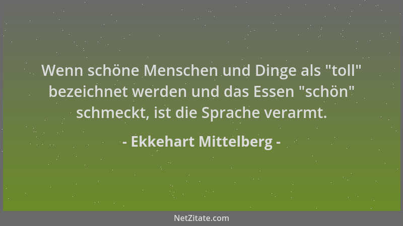 Ekkehart Mittelberg - Wenn schöne Menschen und Dinge als  "toll " bezeichnet werden und das Essen  "schön " schmeckt, ist die S...