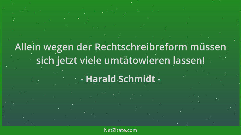 Harald Schmidt - Allein wegen der Rechtschreibreform müssen sich jetzt viele umtätowieren lassen!...