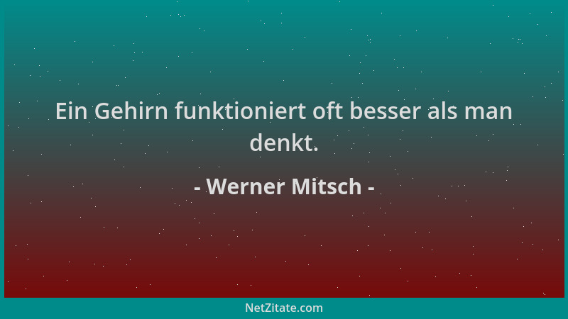 Werner Mitsch - Ein Gehirn funktioniert oft besser als man denkt....