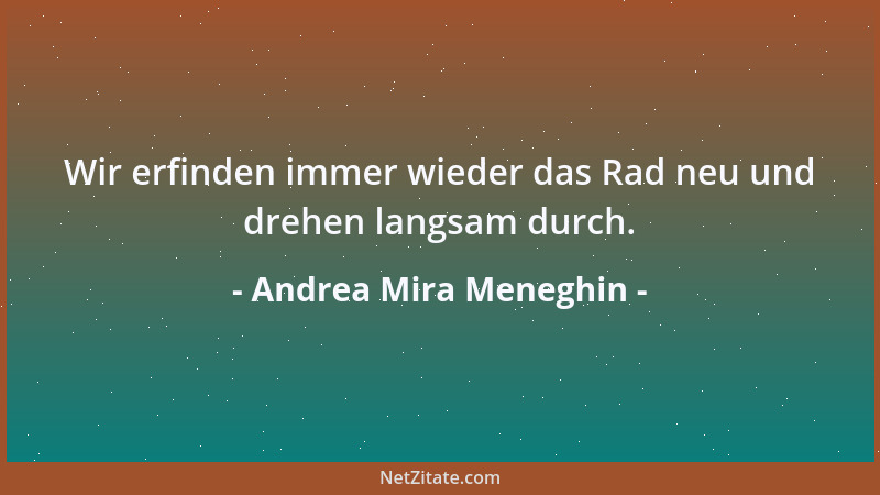 Andrea Mira Meneghin - Wir erfinden immer wieder das Rad neu und drehen langsam durch....