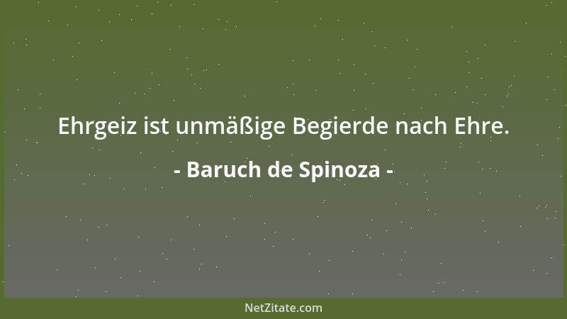 Baruch de Spinoza - Ehrgeiz ist unmäßige Begierde nach Ehre....