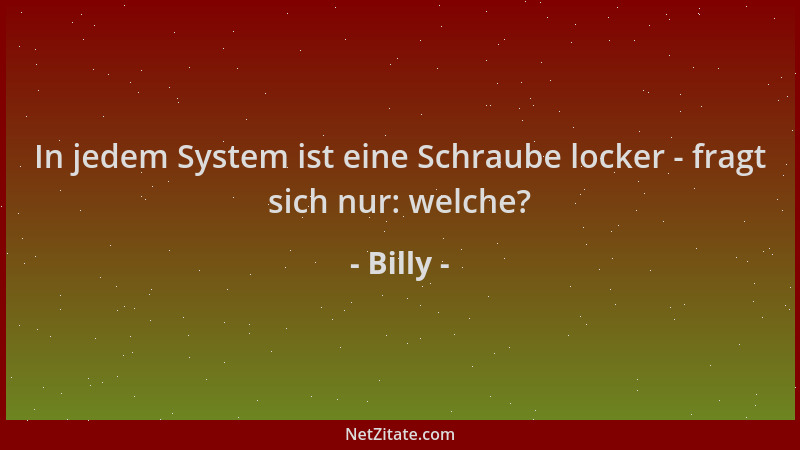 Billy - In jedem System ist eine Schraube locker - fragt sich nur: welche?...