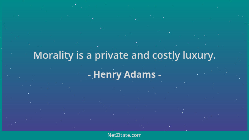 Henry Adams - Morality is a private and costly luxury....