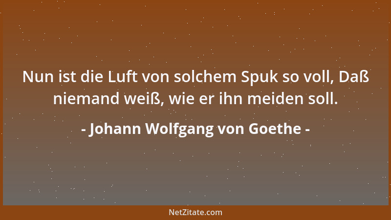 Johann Wolfgang von Goethe - Nun ist die Luft von solchem Spuk so voll, Daß niemand weiß, wie er ihn meiden soll....
