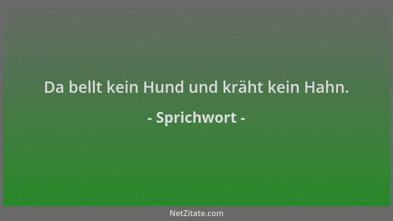 Sprichwort - Da bellt kein Hund und kräht kein Hahn....