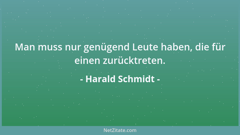 Harald Schmidt - Man muss nur genügend Leute haben, die für einen zurücktreten....