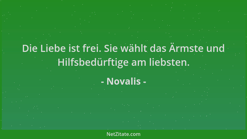 Novalis - Die Liebe ist frei. Sie wählt das Ärmste und Hilfsbedürftige am liebsten....