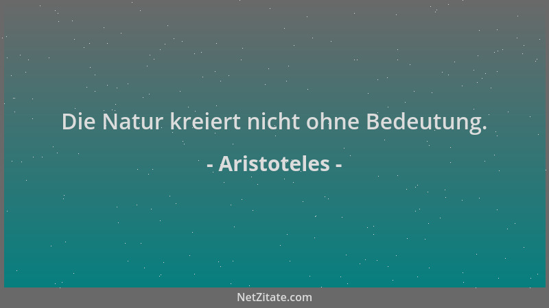 Aristoteles - Die Natur kreiert nicht ohne Bedeutung....