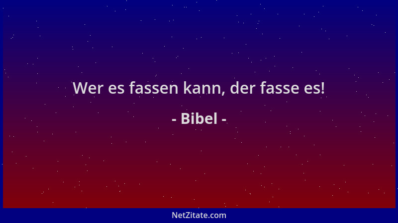 Bibel - Wer es fassen kann, der fasse es!...