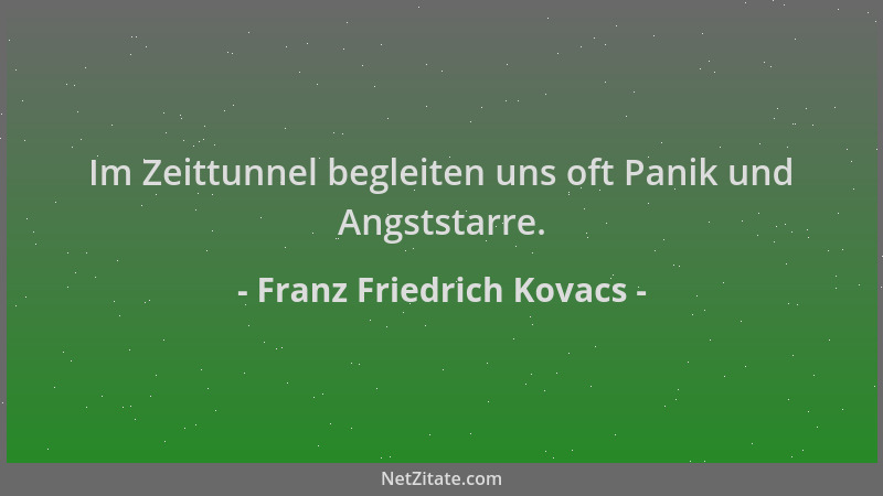 Franz Friedrich Kovacs - Im Zeittunnel begleiten uns oft Panik und Angststarre....