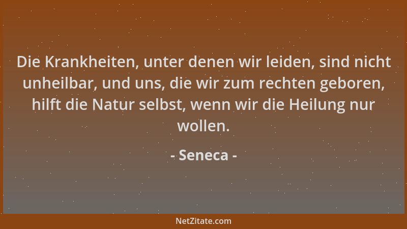 Seneca - Die Krankheiten, unter denen wir leiden, sind nicht unheilbar, und uns, die wir zum rechten geboren, hilft die Nat...