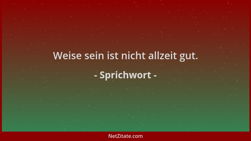 Sprichwort - Weise sein ist nicht allzeit gut....