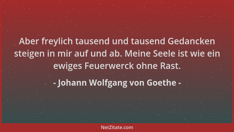 Johann Wolfgang von Goethe - Aber freylich tausend und tausend Gedancken steigen in mir auf und ab. Meine Seele ist wie ein...