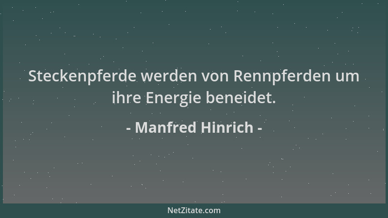 Manfred Hinrich - Steckenpferde werden von Rennpferden um ihre Energie beneidet....