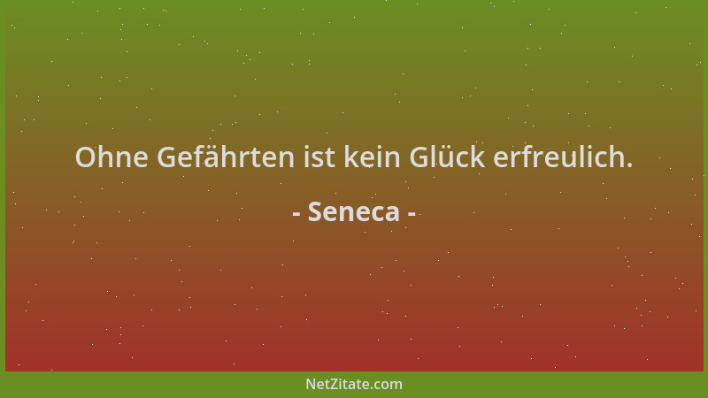 Seneca - Ohne Gefährten ist kein Glück erfreulich....