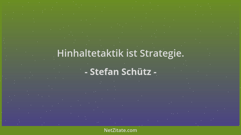 Stefan Schütz - Hinhaltetaktik ist Strategie....