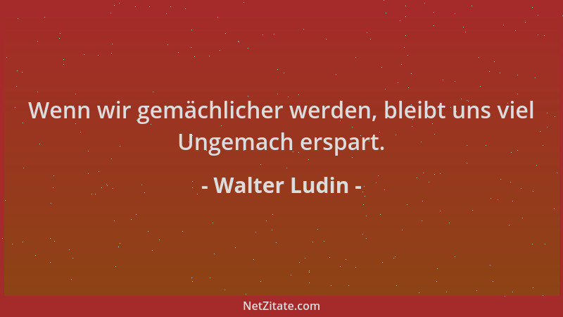 Walter Ludin - Wenn wir gemächlicher werden, bleibt uns viel Ungemach erspart....