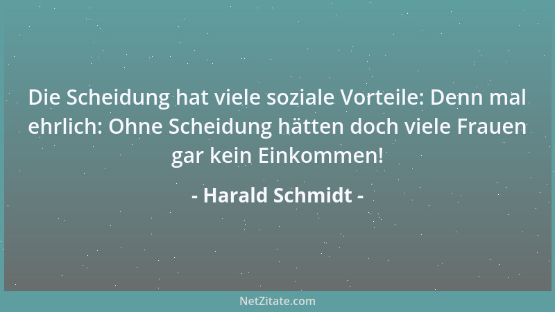 Harald Schmidt - Die Scheidung hat viele soziale Vorteile: Denn mal ehrlich: Ohne Scheidung hätten doch viele Frauen gar ke...
