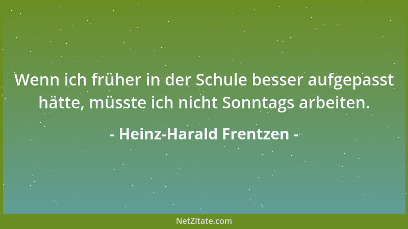 Heinz-Harald Frentzen - Wenn ich früher in der Schule besser aufgepasst hätte, müsste ich nicht Sonntags arbeiten....
