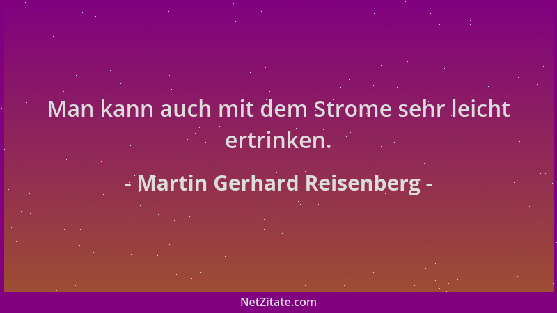 Martin Gerhard Reisenberg - Man kann auch mit dem Strome sehr leicht ertrinken....