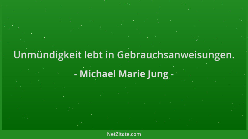 Michael Marie Jung - Unmündigkeit lebt in Gebrauchsanweisungen....