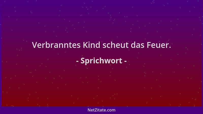 Sprichwort - Verbranntes Kind scheut das Feuer....