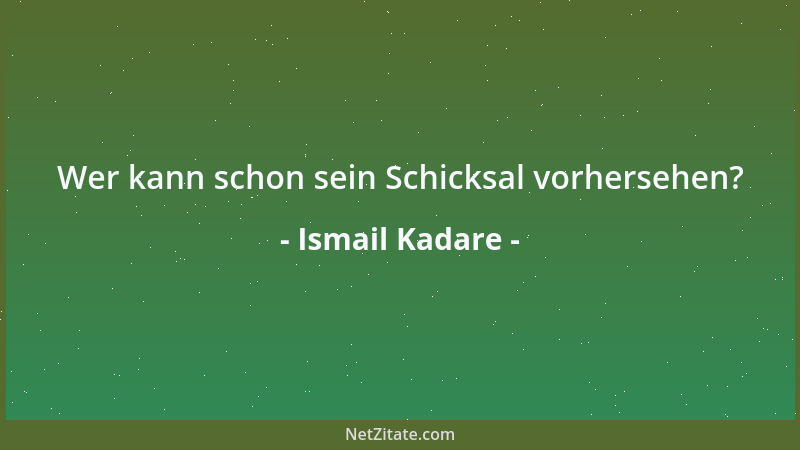Ismail Kadare - Wer kann schon sein Schicksal vorhersehen?...
