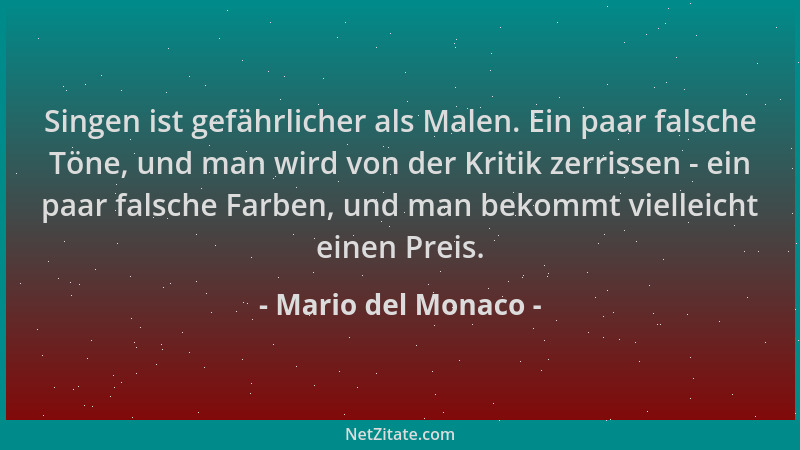 Mario del Monaco - Singen ist gefährlicher als Malen. Ein paar falsche Töne, und man wird von der Kritik zerrissen - ein pa...