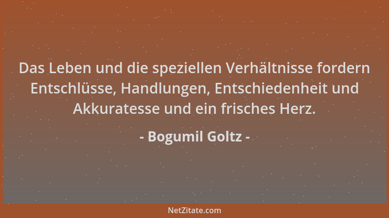 Bogumil Goltz - Das Leben und die speziellen Verhältnisse fordern Entschlüsse, Handlungen, Entschiedenheit und Akkuratesse...