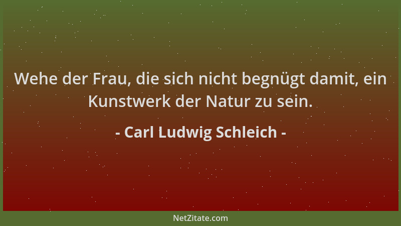 Carl Ludwig Schleich - Wehe der Frau, die sich nicht begnügt damit, ein Kunstwerk der Natur zu sein....
