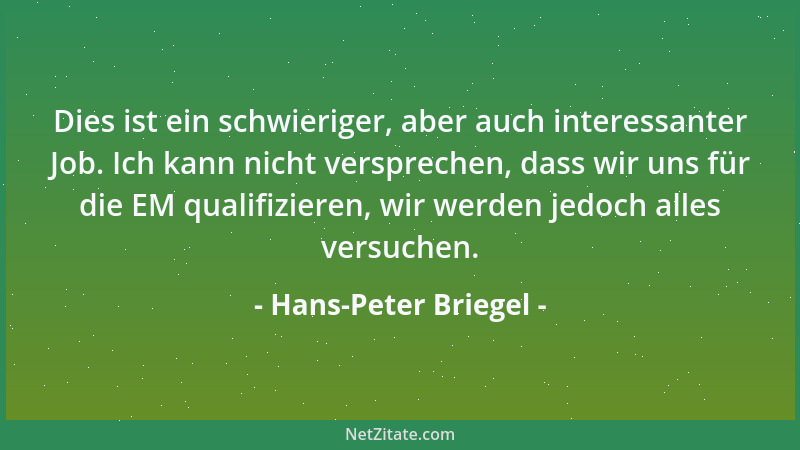 Hans-Peter Briegel - Dies ist ein schwieriger, aber auch interessanter Job. Ich kann nicht versprechen, dass wir uns für di...