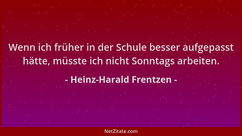 Heinz-Harald Frentzen - Wenn ich früher in der Schule besser aufgepasst hätte, müsste ich nicht Sonntags arbeiten....