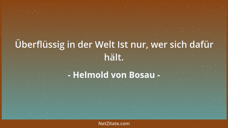 Helmold von Bosau - Überflüssig in der Welt Ist nur, wer sich dafür hält....