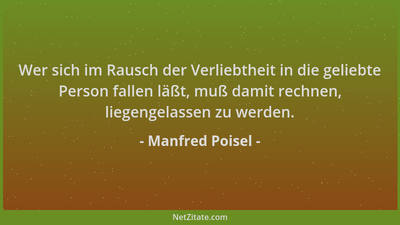 Manfred Poisel - Wer sich im Rausch der Verliebtheit in die geliebte Person fallen läßt, muß damit rechnen, liegengelassen...