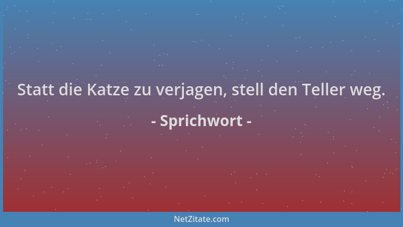 Sprichwort - Statt die Katze zu verjagen, stell den Teller weg....