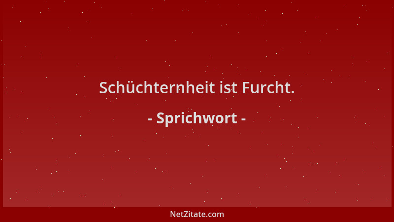 Sprichwort - Schüchternheit ist Furcht....