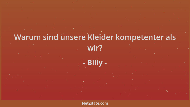 Billy - Warum sind unsere Kleider kompetenter als wir?...
