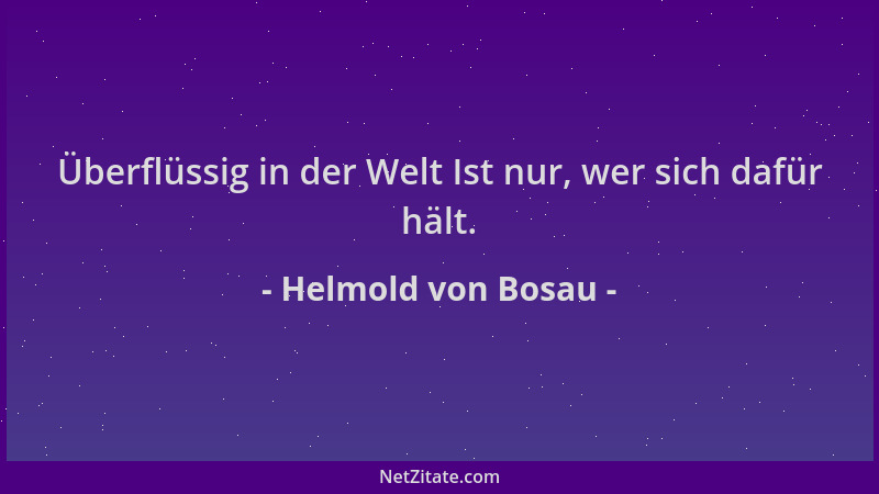 Helmold von Bosau - Überflüssig in der Welt Ist nur, wer sich dafür hält....