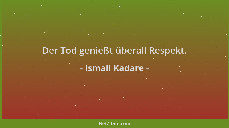 Ismail Kadare - Der Tod genießt überall Respekt....
