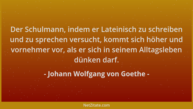 Johann Wolfgang von Goethe - Der Schulmann, indem er Lateinisch zu schreiben und zu sprechen versucht, kommt sich höher und...