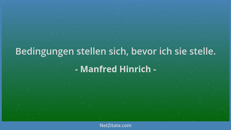 Manfred Hinrich - Bedingungen stellen sich, bevor ich sie stelle....