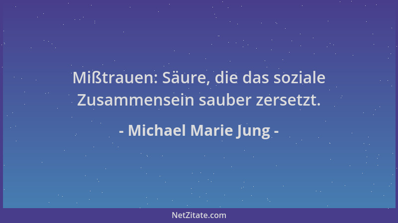 Michael Marie Jung - Mißtrauen: Säure, die das soziale Zusammensein sauber zersetzt....