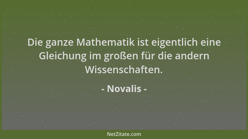 Novalis - Die ganze Mathematik ist eigentlich eine Gleichung im großen für die andern Wissenschaften....